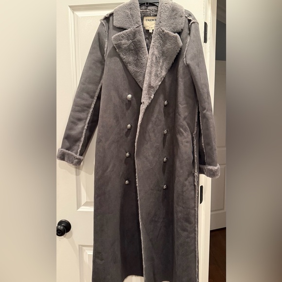 L'AGENCE Citron Maxi Coat - Vegan Shearling - Dark Grey - NWT - Picture 8 of 10